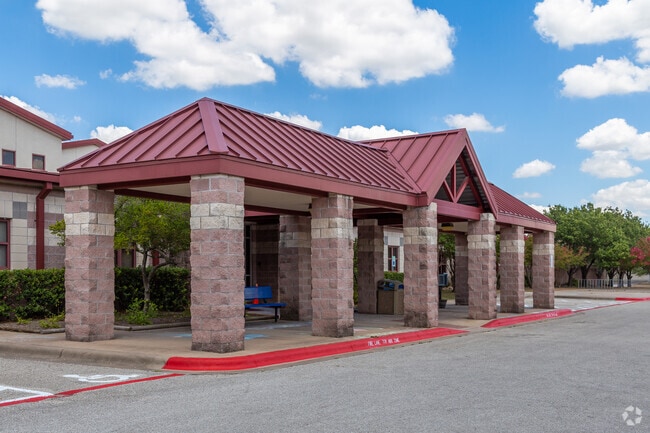 The main entrance to Naumann Elementary School in the Cedar Park neighborhood.