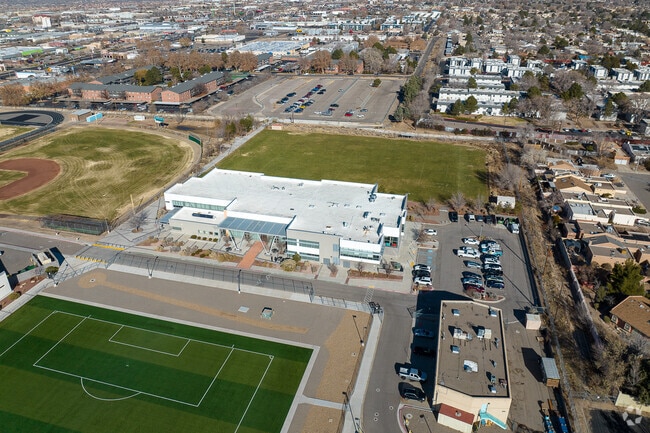 Nex Gen Academy's pick up and drop off line runs along the front of the school.