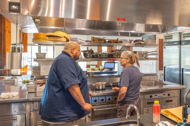 DIners at RE Farm Cafe in Benner have a live view of the kitchen and the chefs.