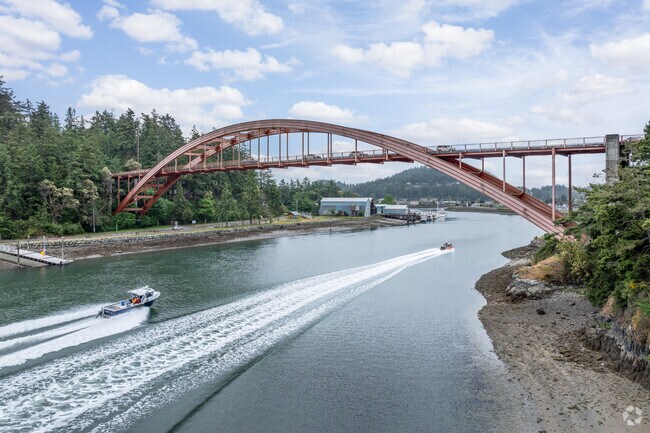 Shelter Bay residents cross the Rainbow Bridge for shopping and dining in La Conner.
