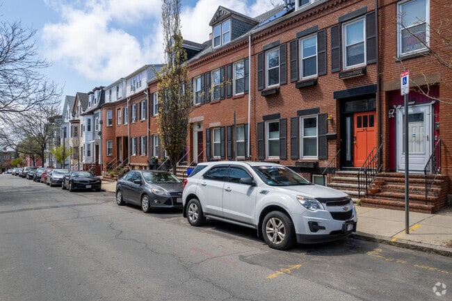 There are rows of nice brick townhomes along the streets of Eagle Hill.