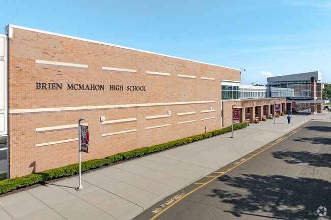 Brien McMahon High School is located on Highland Ave and has a open campus for recreation.