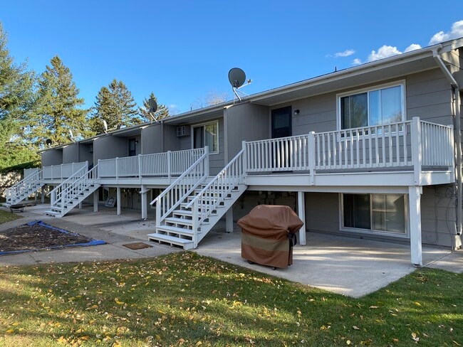 Concrete under deck which keeps it cleaner around the property