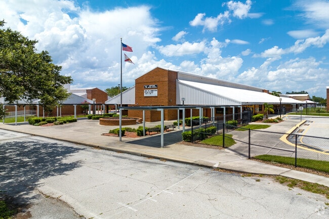 Entrance to Neptune Middle School in Neo City.