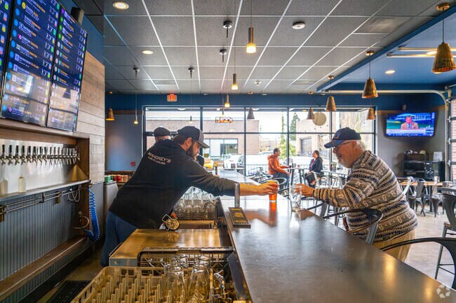 Mahoney’s Public House has an impressive collection of beers on tap and serves a tasty burger.