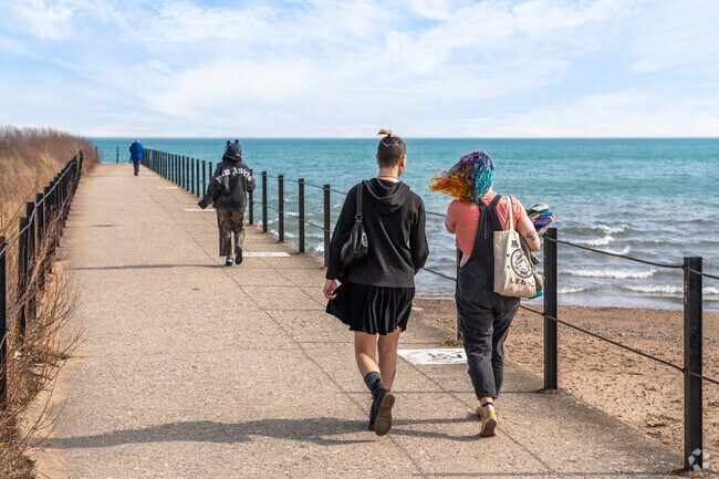Loyola Park  in Rogers Park is a great place to go for a long walk to enjoy the lakefront.