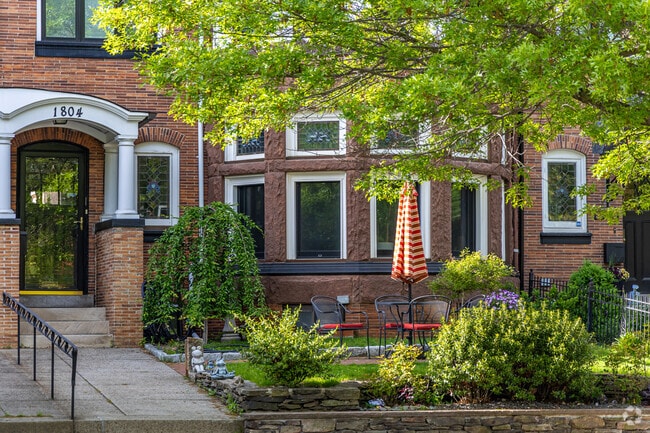 Homes in Cleveland Circle also include townhomes with private small front yards.