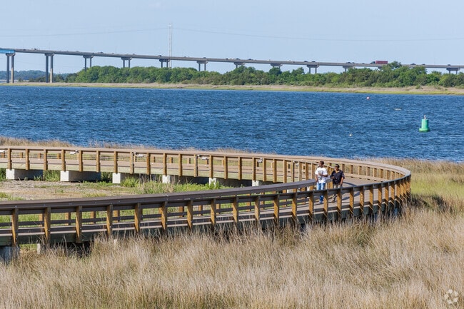 Explore the scenic trails along the Cooper River at Riverfront Park in North Charleston.