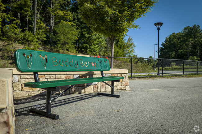 Buddy Benches are placed around Penn Brook School in Georgetown, for students to relax.