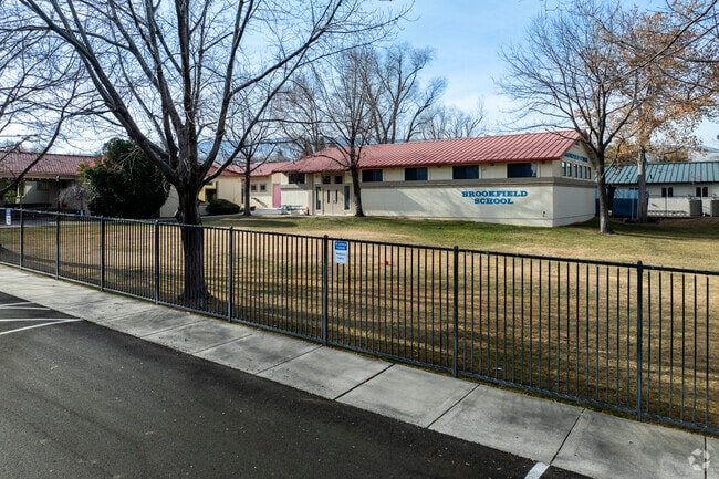 A view of the gated lawns at Brookfield School Elementary Campus.