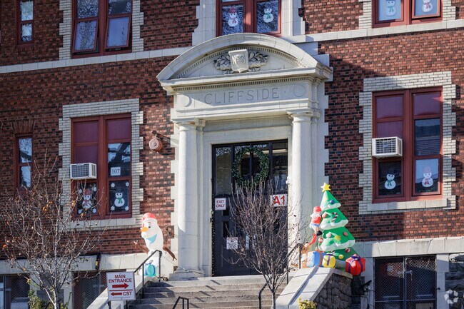 Cliffside Park School #3 in Cliffside Park, NJ is decorated for the holidays.