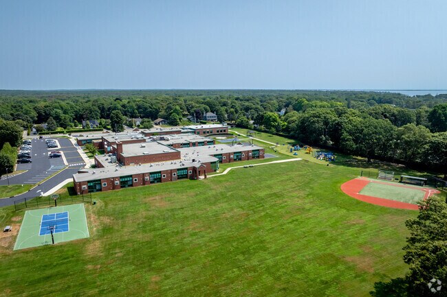 East Quogue Elementary School features a huge field for recess and sports.