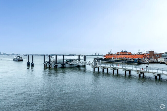 The St. George neighborhood is home to the Ferry Terminal with two Manhattan bound vessels.