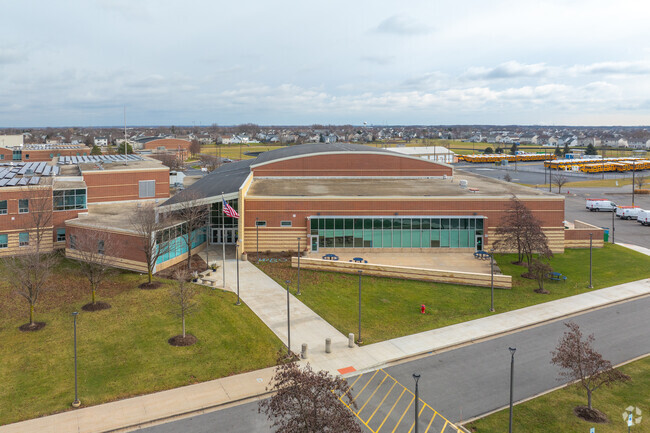 Orenic Intermediate School offers a sprawling campus when viewed from above.