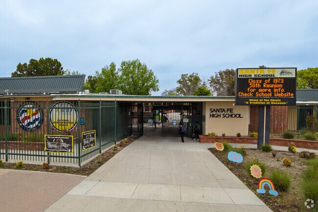Sant Fe High School entrance in Santa Fe Springs.
