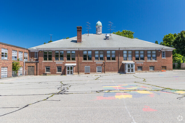 Back side of William Winsor School in Greenville, RI.
