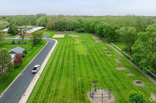 Patterson Intermediate Learning Center has a large play area behind the school for recess.