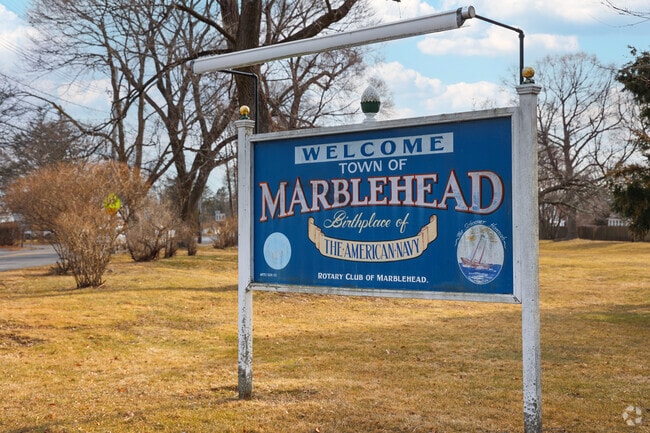 The Marblehead sign welcomes visitors entering the town.