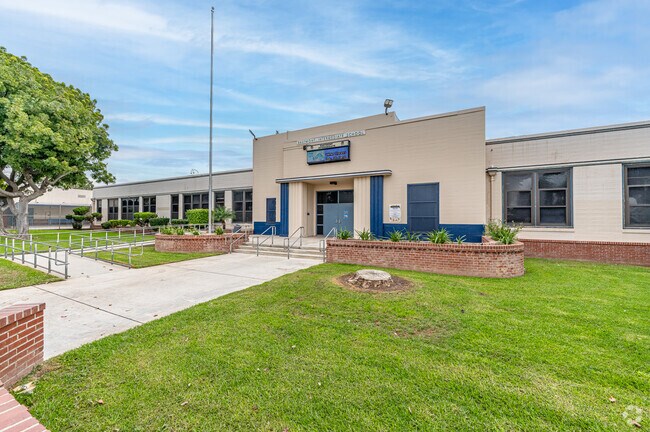 A view of the front of Eastmont Intermediate School in Montebello