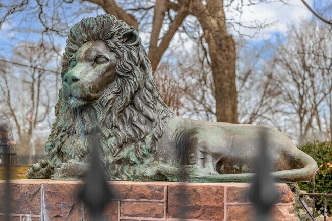 Reservoir Park in East Side is home to an early 20th-century bronze lion fountain.