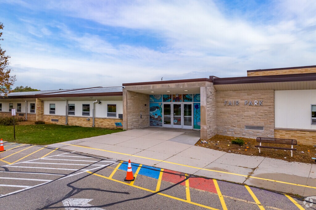 The entry to Fair Park Elementary School in West Bend.