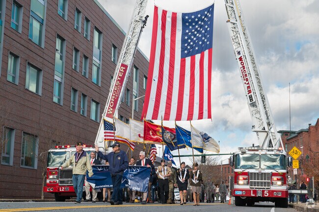 Veterans Day Parade draws crowds to Indian Lake East in Worcester.