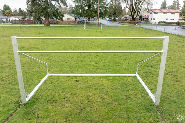 The nets are off the Soccer goals for winter at Sky View Baptist Academy in Vancouver, WA.