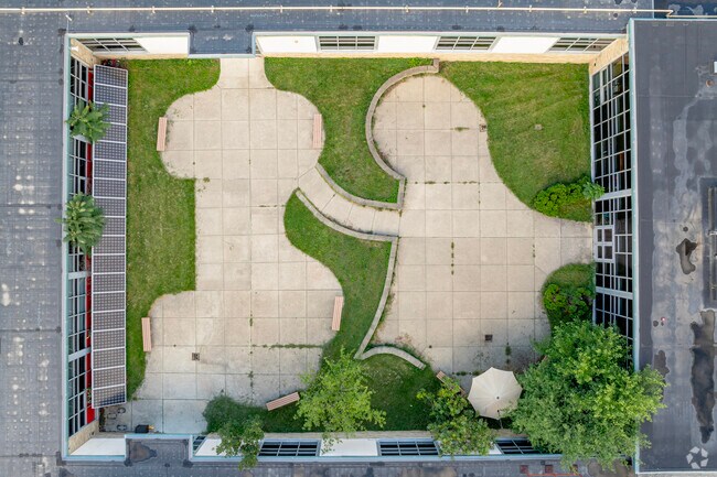 Unique courtyards at Ypsilanti Community Middle School.