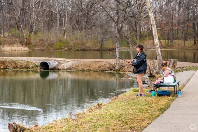 Chouteau Park is a great place to go fishing after a long day at work.