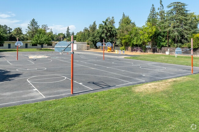 The basketball courts at Powers-Ginsburg Elementary School in Fresno.