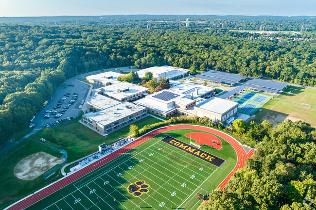 Here is an aerial view of Commack Middle School.