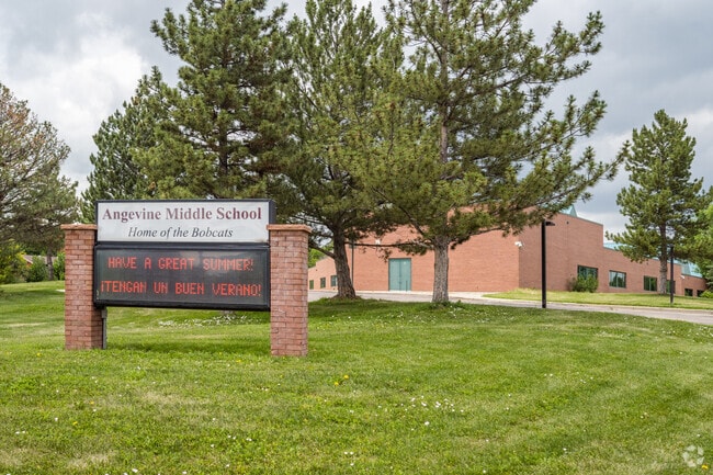 The school sign at Angevine Middle School in Lafayette, Colorado.