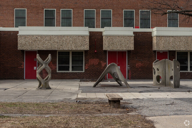 Artful sculptures on the campus of The Historic Samuel Coleridge-Taylor Elementary School.