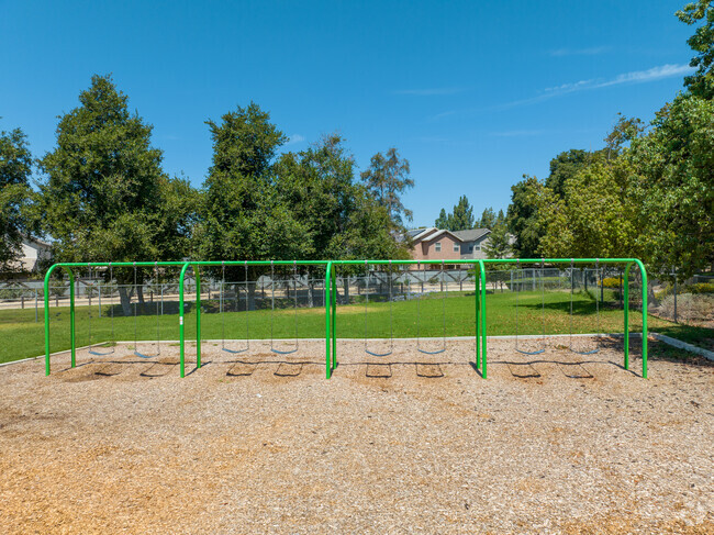 Creek View Elementary School has a large swing set.