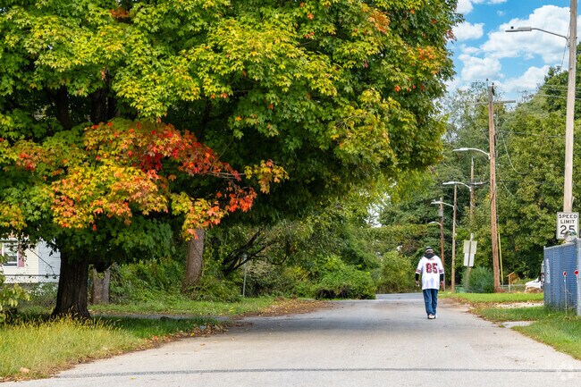 Take a nice walk next to the beautiful trees in Reisterstown Station.