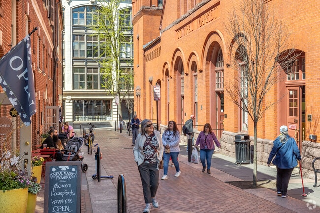 Close to East Side, Central Market is located in a bustling spot of restaurants and shops.