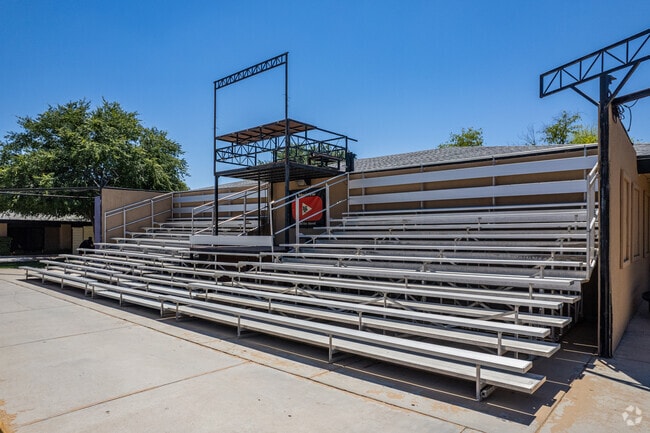 Seating offers a perfect view of volleyball games at Heritage Academy Pointe JH/HS in Phoenix.