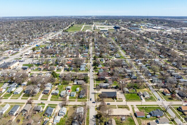 The gridded streets of Fairground lie just west of the Iowa State Fairgrounds.