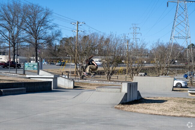 Residents enjoy the skate park at Riverside Park in Mount Airy.