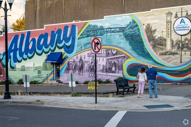 Hand painted murals and historical landmarks attract visitors to Albany, Oregon.