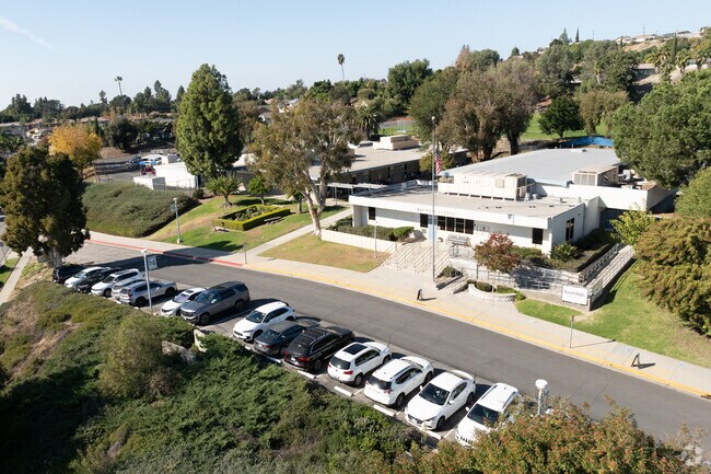 Brea's Mariposa Elementary has a stepped main entrance.