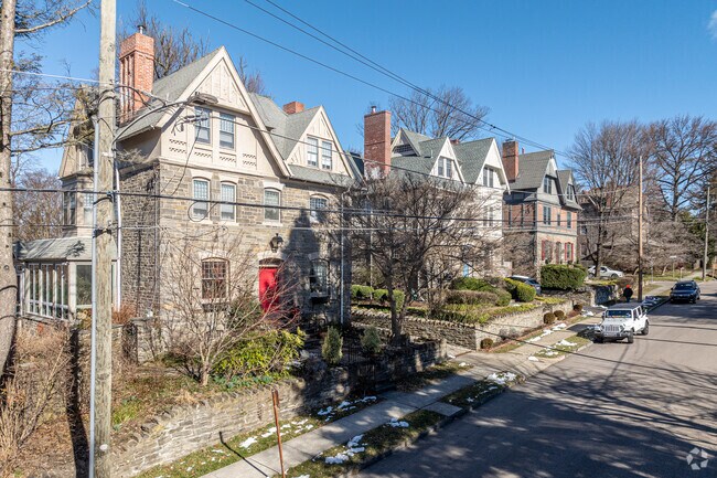 Tudor-style homes are not hard to find along many streets in Chestnut Hill.