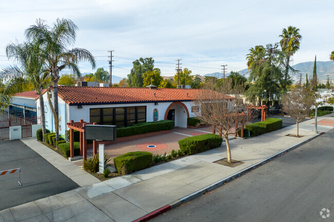 A view of the Holy Rosary Academy buildings from the street.