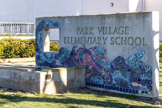 A colorful mosaic at the monument of the Park Village Elementary School in Rancho Peñasquitos.