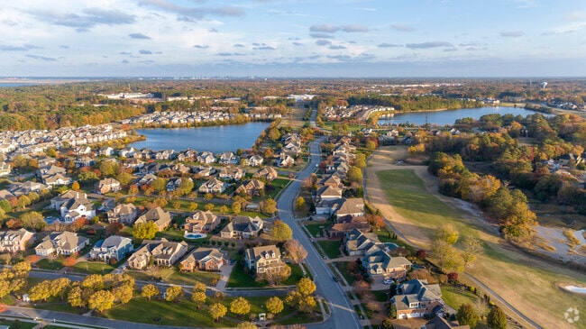 The bustling community of Nansemond in Suffolk, seen from above, reveals a blend of greenery.