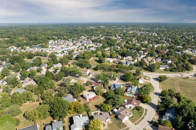 Wooded areas blend with suburban neighborhoods in Old Jamestown.