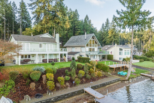 Some homes on Anderson Island have large lots for large backyards and a private pier.