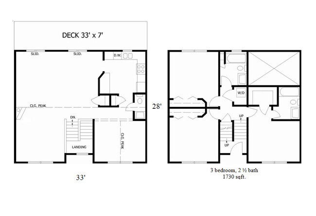 3-bedroom floorplan 1,730 sq ft