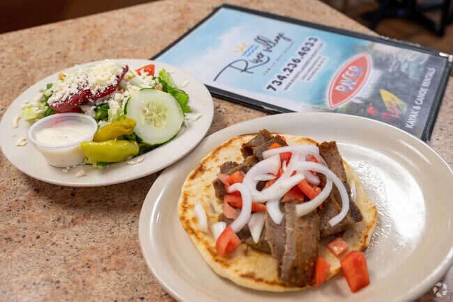 Rockwood's River Village Family Restaurant Gyro and Greek salad for lunch.