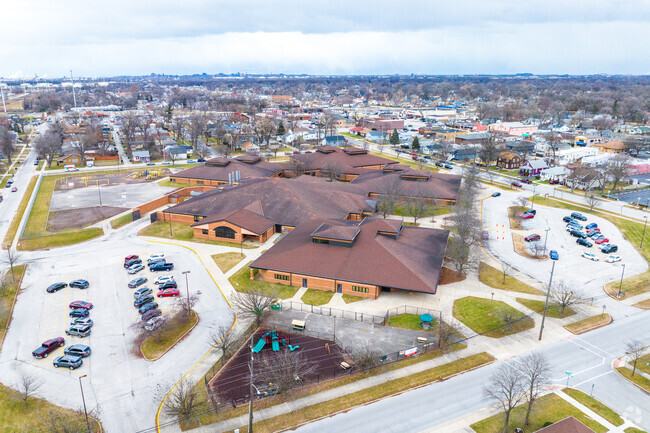 Morton Elementary School is located south of downtown.